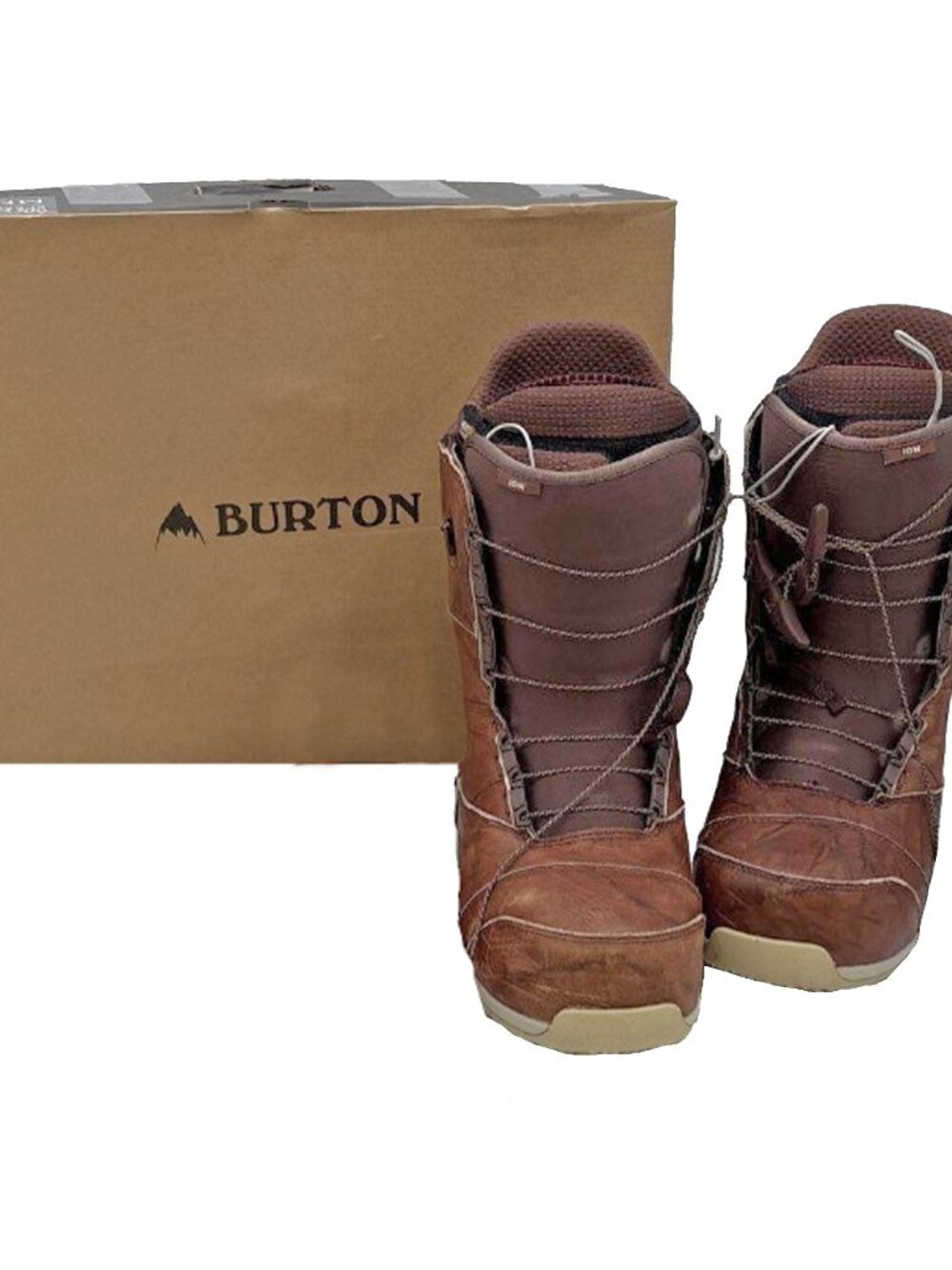 Burton Ion leather Snowboard Boots! 13 Brown Top of Line ALMOST LIKE NEW Box